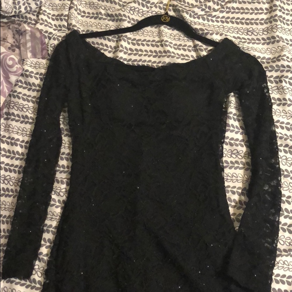 Off the shoulder, semi sparkly little black dress - Picture 2 of 2